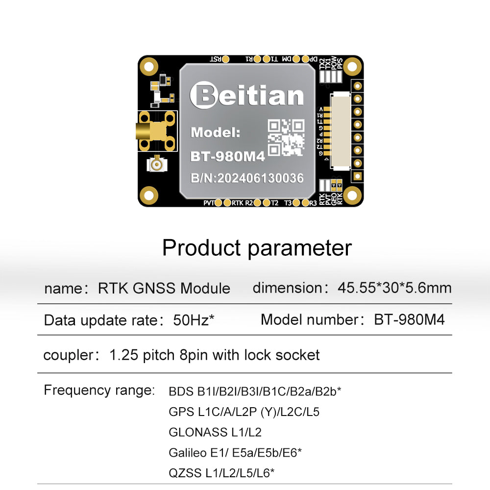 Beitian UM982 980 ZED-F9P module RTK high-precision centimeter-level GNSS positioning board for vehicles Beitian UM982 980 ZED-F9P module RTK high-precision centimeter-level GNSS positioning board for vehicles